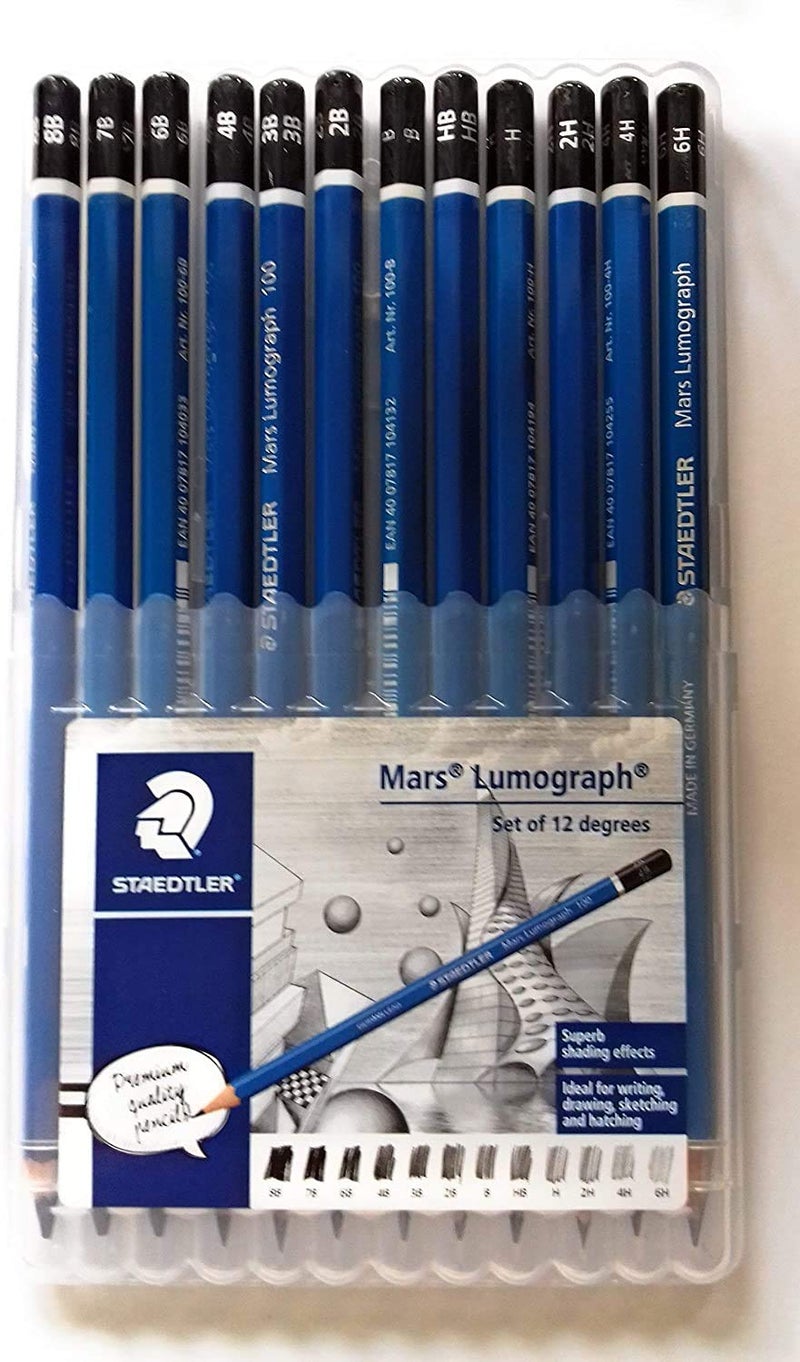 Staedtler Mars Lumograph Pencil Set â€“ 12 Premium Graphite Drawing Pencils (6H-8B) with Sharpener & Dust-Free Eraser â€“ Professional Sketching & Shading Kit for Artists, Designers & Students - Image 2